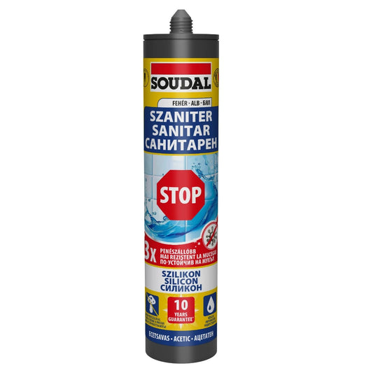Silicon sanitar Soudal Stop, alb, 280 ml