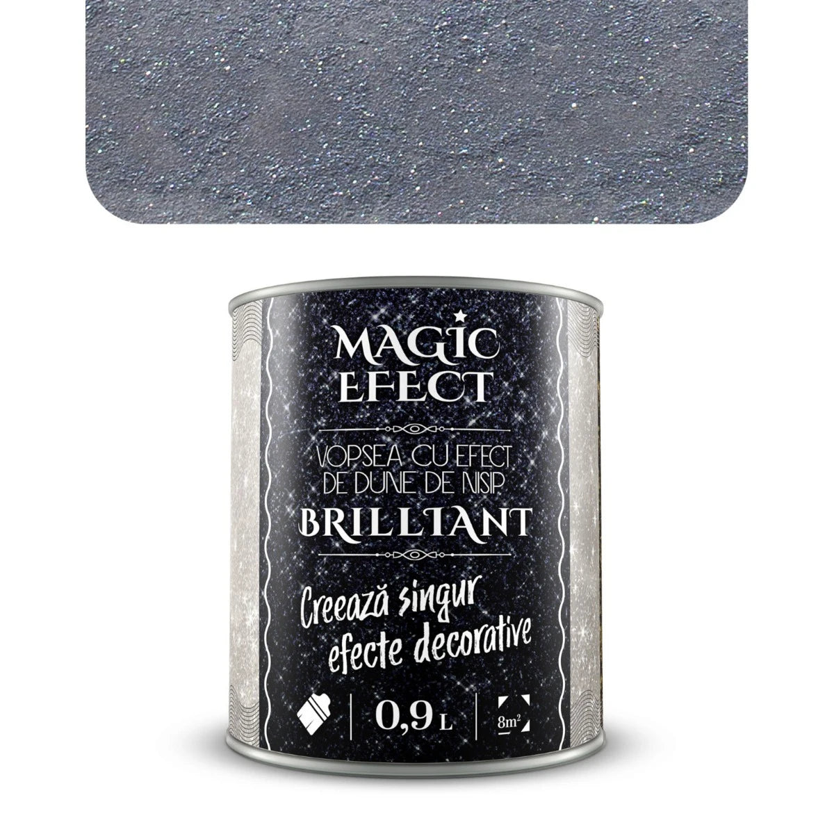 Vopea decorativa pe baza de apa, interior, Magic Efect Brilliant, efect dune de nisip, brilliant C06 / argintiu, 0.9 L