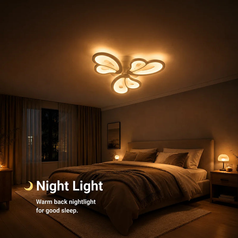 Lustra LED cu telecomanda BLOSSOM 40W, 3 Petale, lumina Rece/Calda/Neutra, Dimabila, Alb-11