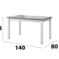Set masa extensibila 140-180x80 cm cu 6 scaune tapitate, mb-21 modena1 si s-38 boss14 b24b, alb/grafit, lemn masiv de fag, stofa