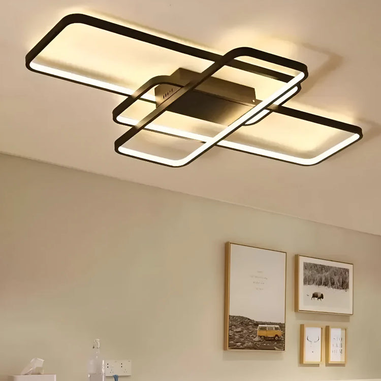 Lustra LED cu telecomanda AXIS 95W, 3 Elemente, lumina Rece/Calda/Neutra, Dimabila, Negru