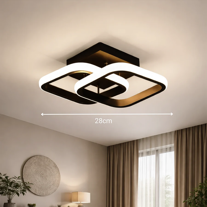 Lustra LED VERTEX Matrix Romburi Suprapuse, Rame Metalice, 48W, 2 Romburi, Lumina Rece/Calda/Neutra 3000K/4000K/6000K, Negru, Metal si Silicon-9