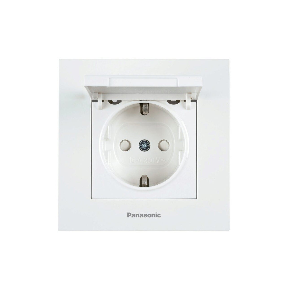 Priza schuko 2P+E simpla cu obturator protectie copil si capac 16A 250V alb Panasonic