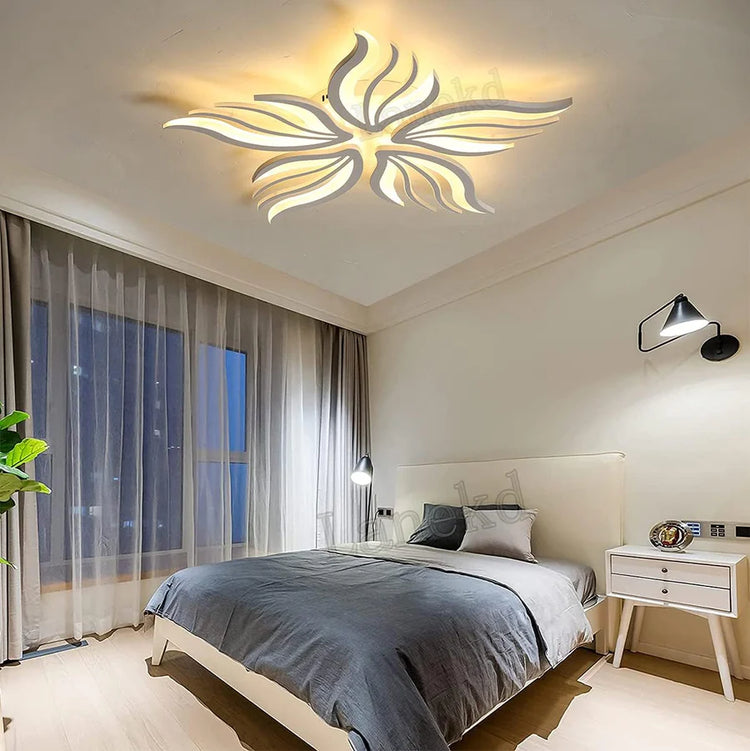 Lustra LED cu telecomanda SAKURA 62W, 5 Petale, lumina Rece/Calda/Neutra, Dimabila, Alb