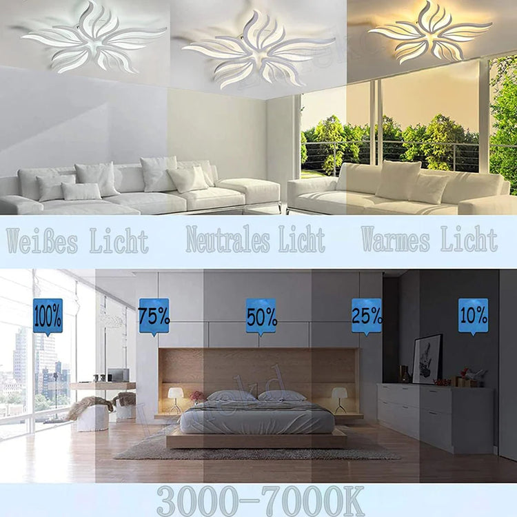Lustra LED cu telecomanda SAKURA 62W, 5 Petale, lumina Rece/Calda/Neutra, Dimabila, Alb