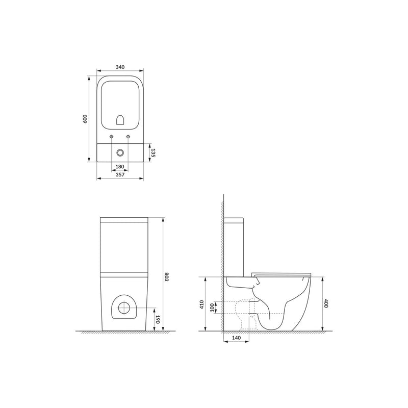Set WC Cersanit Compact Remo 930 Patrat + Capac Soft Close K3029-001, Scurgere Laterala-3