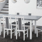 Set masa extensibila 140-180x80 cm cu 6 scaune tapitate, mb-21 modena1 si s-38 boss14 b24b, alb/grafit, lemn masiv de fag, stofa