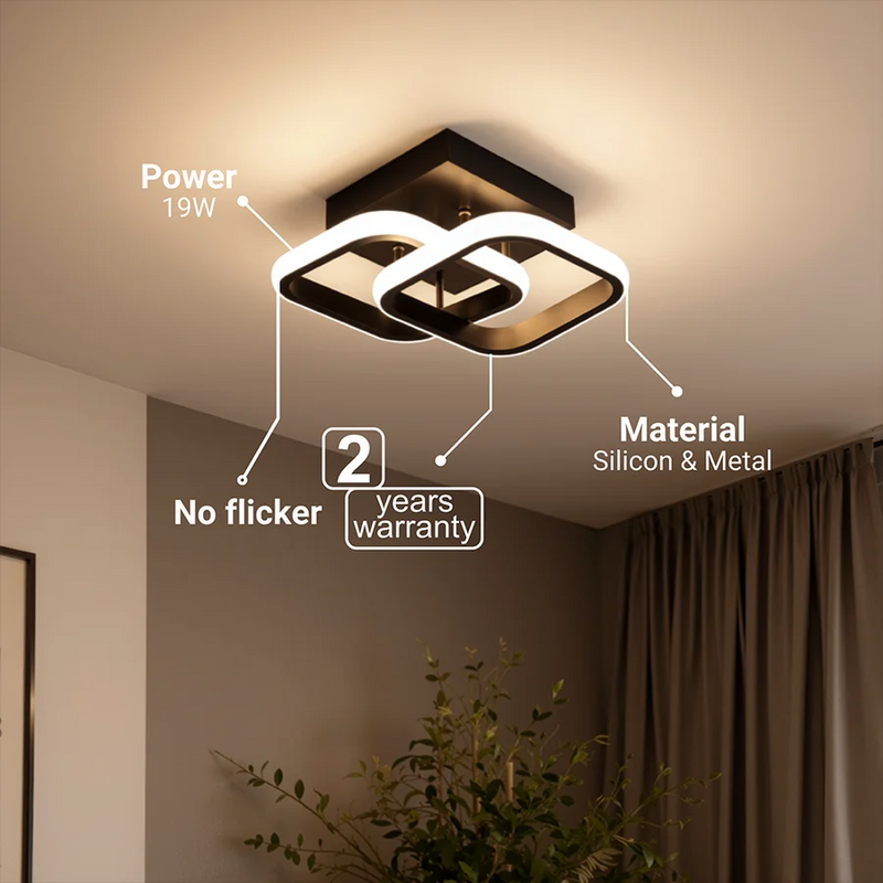 Lustra LED VERTEX Matrix Romburi Suprapuse, Rame Metalice, 48W, 2 Romburi, Lumina Rece/Calda/Neutra 3000K/4000K/6000K, Negru, Metal si Silicon-3