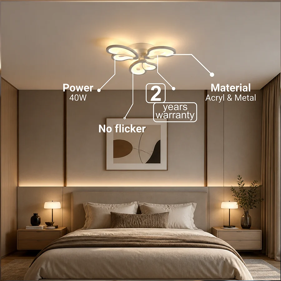 Lustra LED cu telecomanda BLOSSOM 40W, 3 Petale, lumina Rece/Calda/Neutra, Dimabila, Alb-3