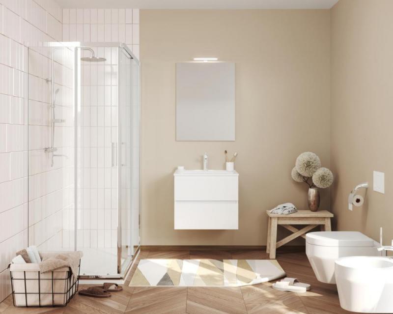 Mobilier baie, Savini, Easy, suspendat, cu lavoar, pal, alb lucios, 61.5x46.5x53cm