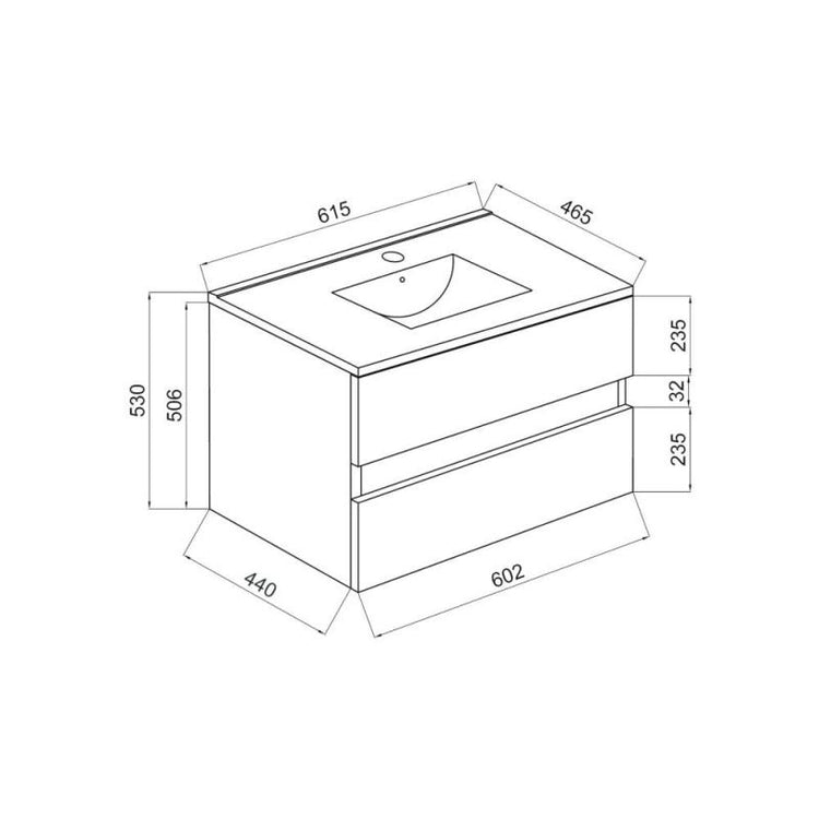 Mobilier baie, Savini, Easy, suspendat, cu lavoar, pal, alb lucios, 61.5x46.5x53cm