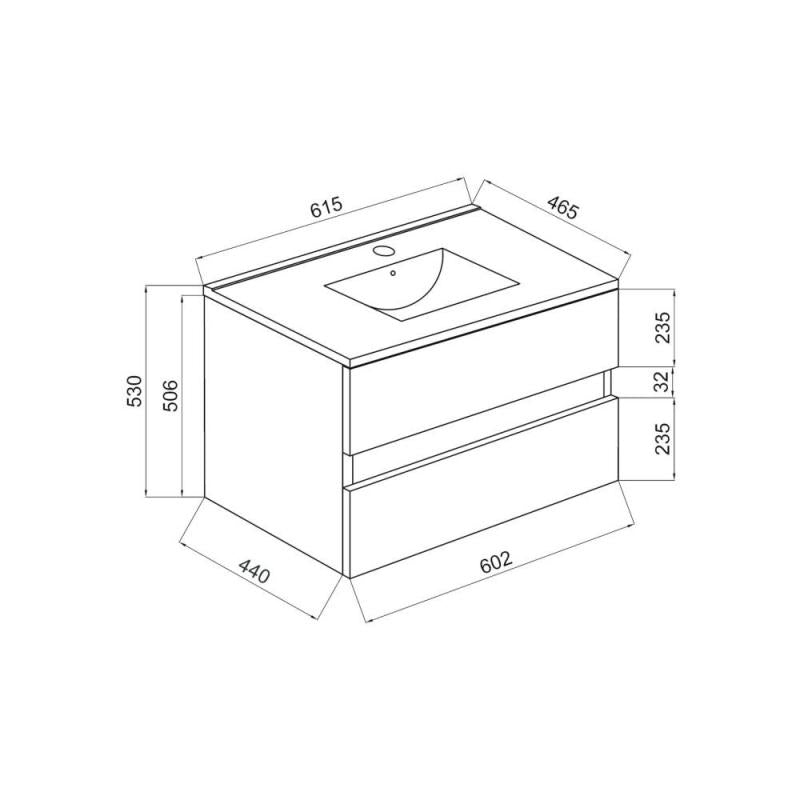 Mobilier baie, Savini, Easy, suspendat, cu lavoar, pal, alb lucios, 61.5x46.5x53cm-4