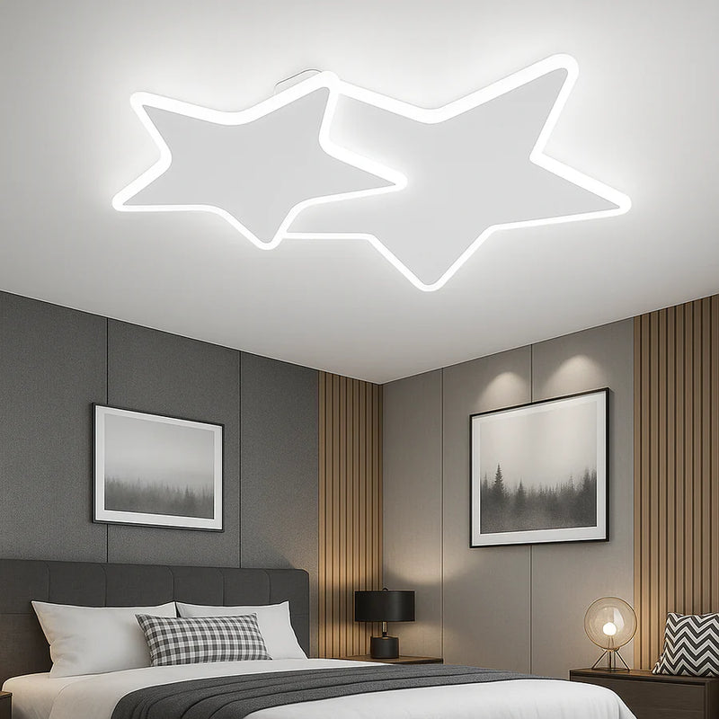 Lustra LED cu telecomanda 41W, Stele, lumina Rece/Calda/Neutra, Dimabila, Alb-4