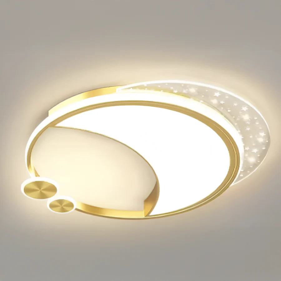 Lustră LED Marco cu Telecomandă, 51W, Dimabilă, Auriu, Metal, Acril și Sticlă, 3000K/4000K/6000K