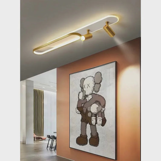 Lustra LED cu Proiector Reglabil FISSO Camilla, 66W, lumina Rece/Calda/Neutra, Auriu Lucios