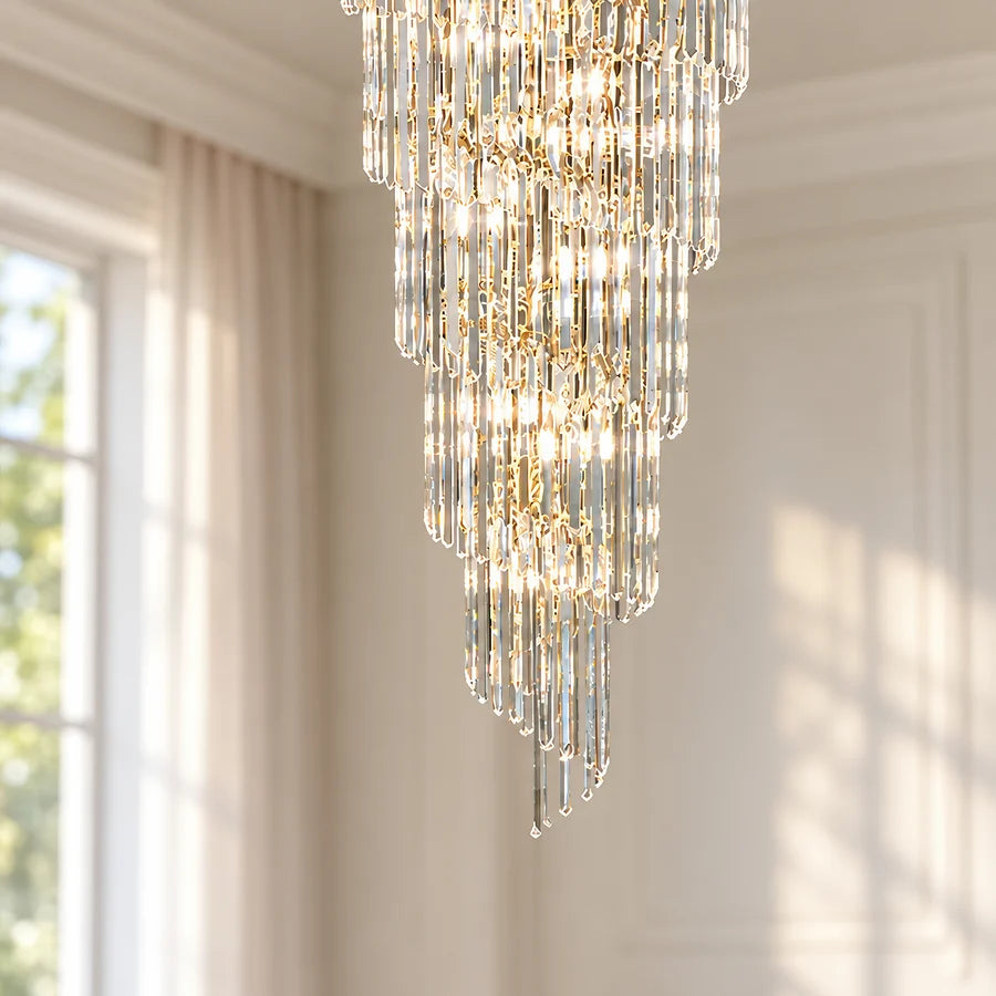 Candelabru Cristal BELLARIVA 27xE14, D60 cm, Auriu, Metal si Cristal-5