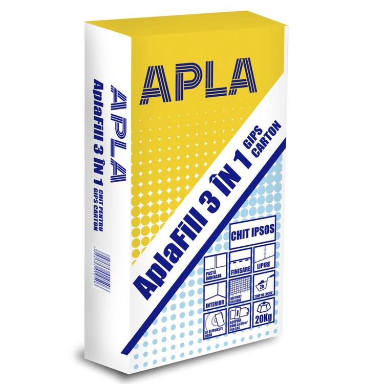Chit pentru gips carton Apla Fill 3 in 1, pe baza de ipsos, interior, 5 kg