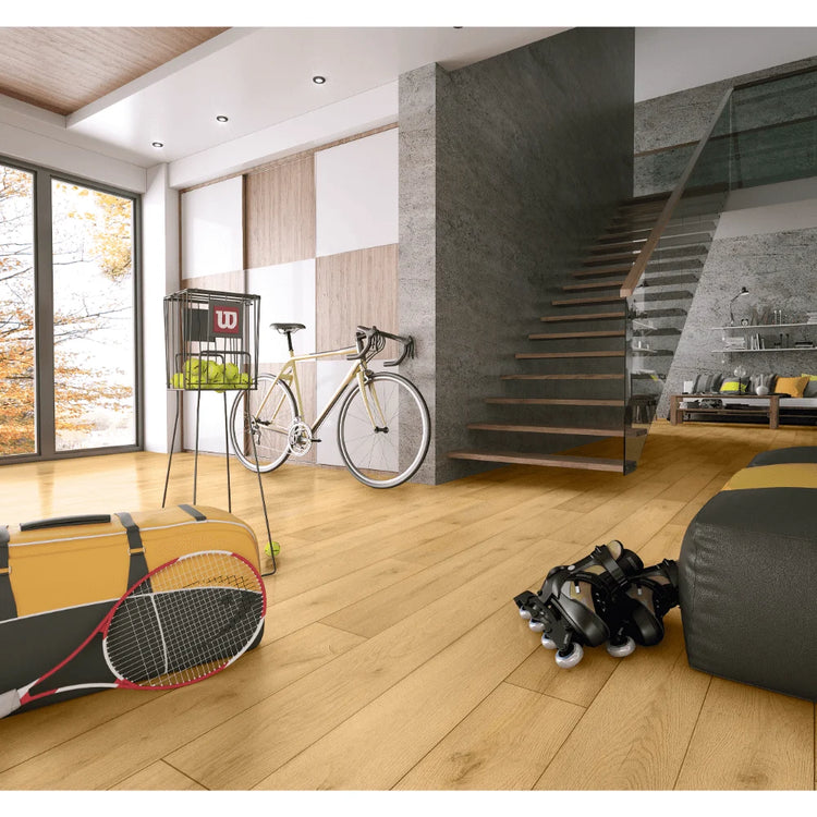 Parchet laminat 8 mm Swiss Krono 4556 Exclusive Stejar Grenada, nuanta deschisa, stejar, clasa de trafic 32, click, 1380 x 193 mm