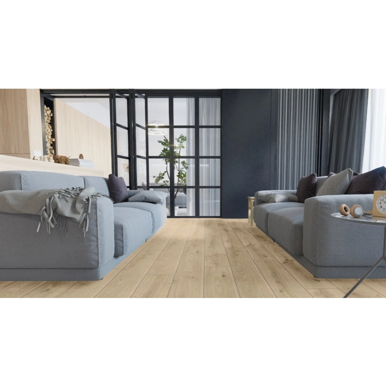 Parchet laminat 8 mm Swiss Krono Exclusive 4557, nuanta deschisa, stejar cartagena, clasa de trafic 32, click, 1380 x 193 mm