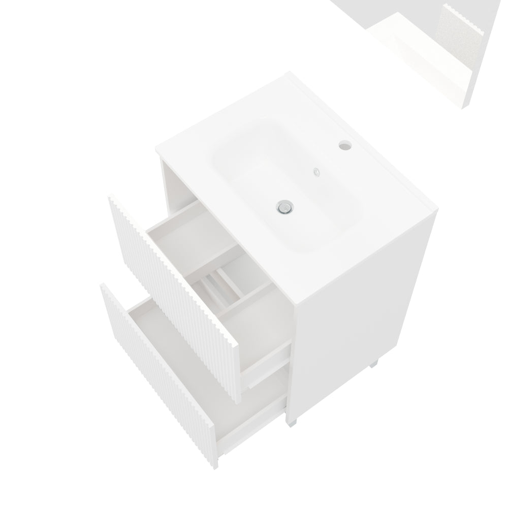 Set mobilier baie Savini Due Parma, oglinda + baza, PAL/MDF, alb, 60 cm