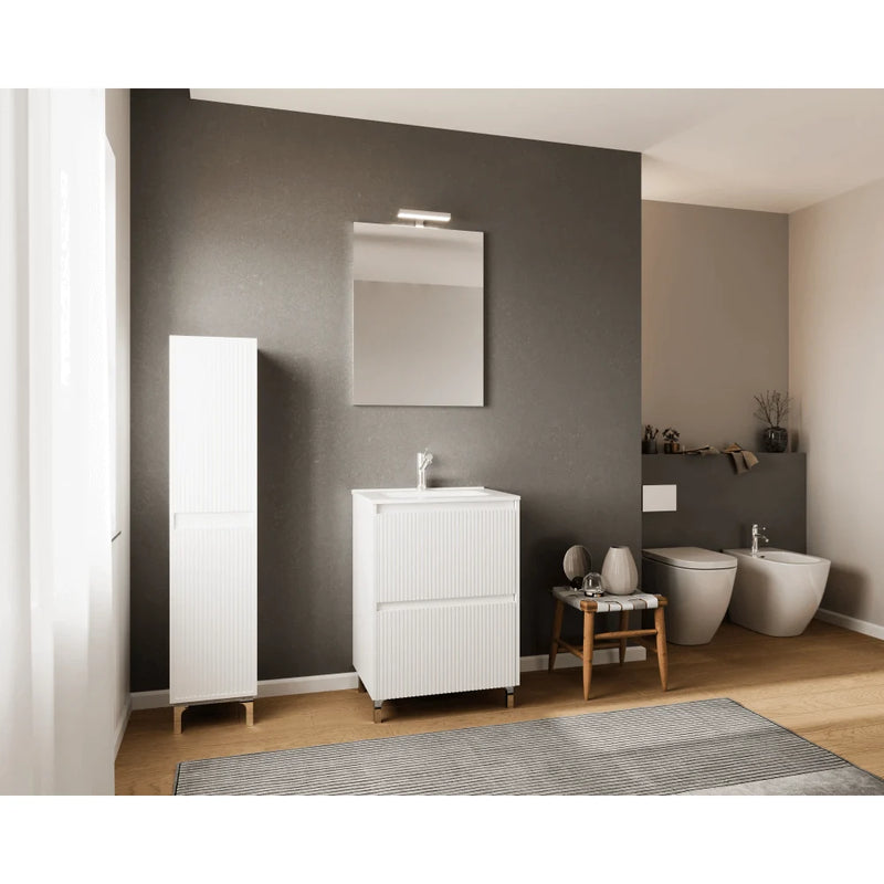 Set mobilier baie Savini Due Parma, oglinda + baza, PAL/MDF, alb, 80 cm-2
