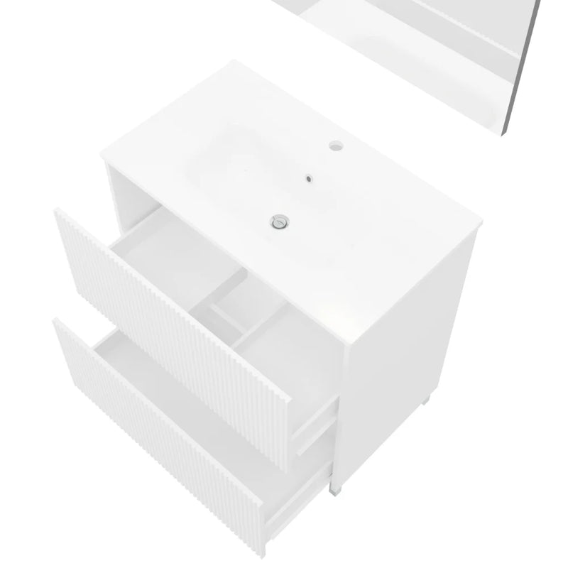 Set mobilier baie Savini Due Parma, oglinda + baza, PAL/MDF, alb, 80 cm-4
