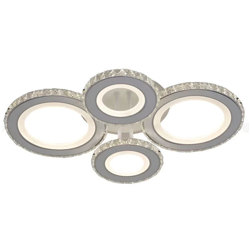 Lustra LED cu telecomanda si cristal NOVA ROTONDA RGB 82W, 4 Cercuri, lumina Rece/Calda/Neutra, Dimabila, Alb-7
