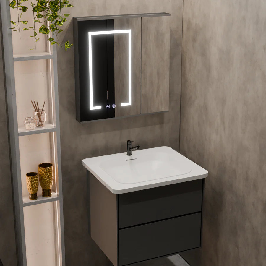 Set Mobilier pentru Baie SANTORINI, 60x50cm, 2 Piese, Gri si Alb