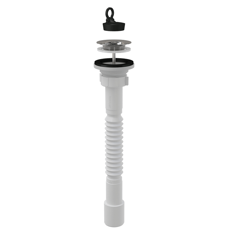 Ţeavă flexibilă 5/4"×32/40, cu piuliţă plastic + Ventil lavoar 5/4" cu sită din oţel inoxidabil DN63 A750+A31-2