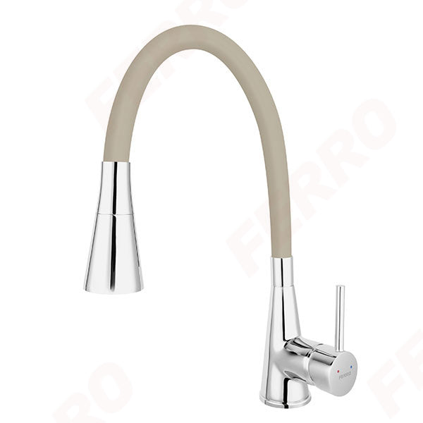 Zumba II - Baterie stativa bucatarie cu pipa flexibila, crom/bej BZA42P-1