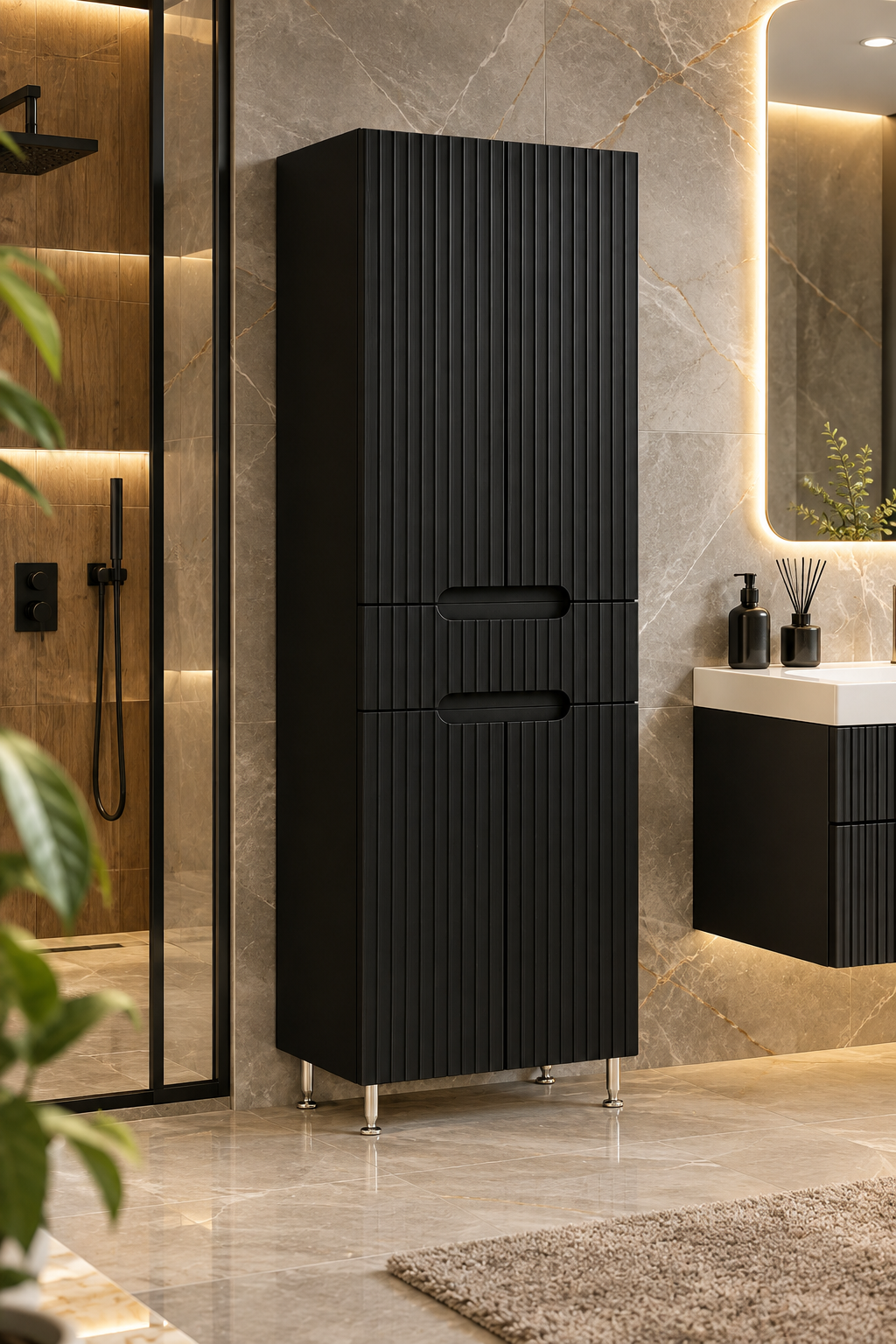 SERIA 033 60CM NEGRU - DULAP BAIE 4U+1S