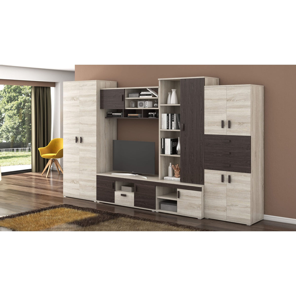 Bibliotecă living Diana, 350 cm, Sonoma Wenge