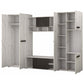 Bibliotecă living Paul, 280 cm, Alb Murdar / Pin Negru Norvegian
