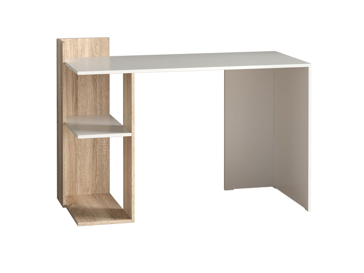 Birou Coral, alb / sonoma, pal, 122x56x75 cm