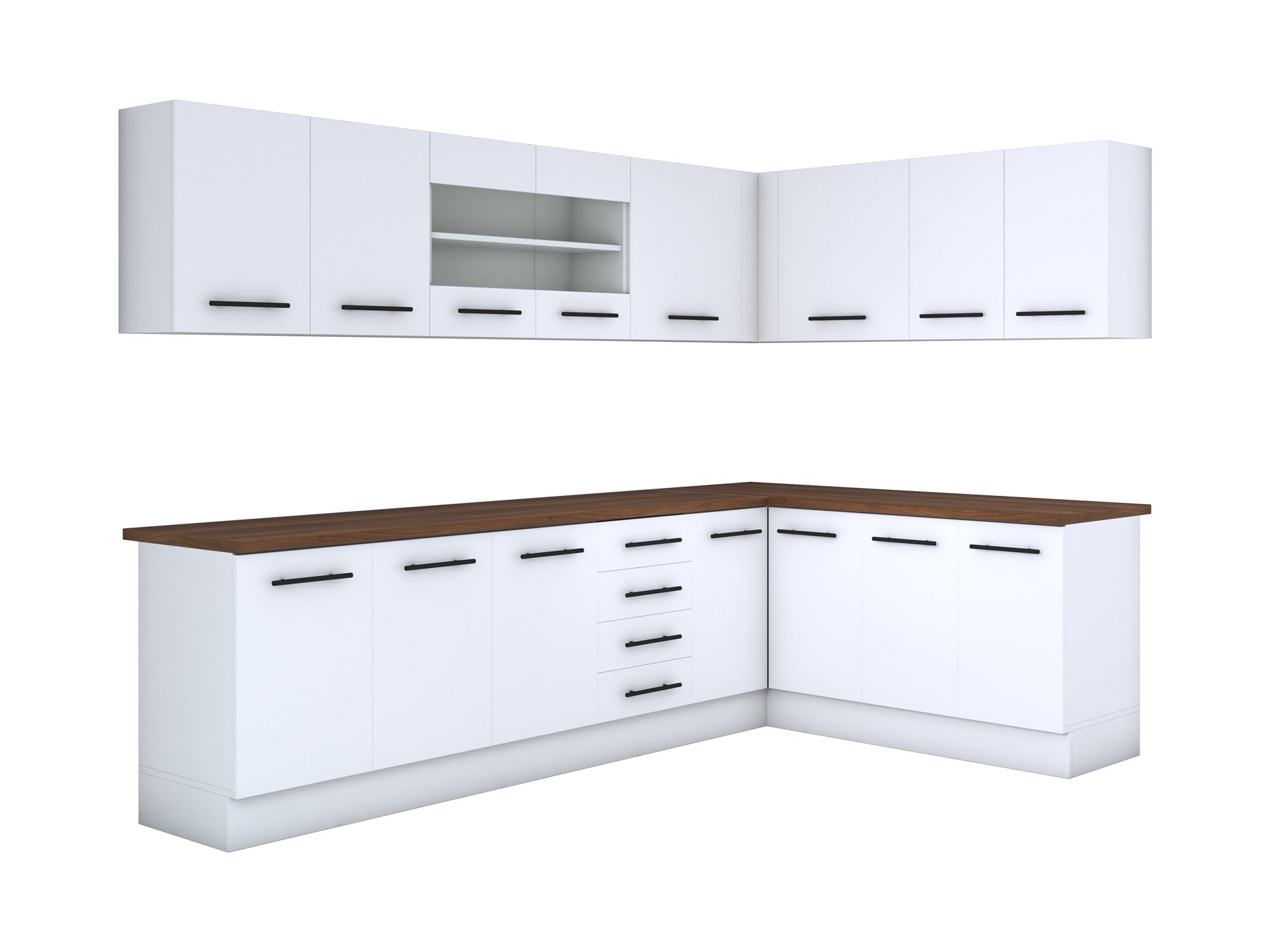 Bucatarie de colt Alfa, Cu vitrina, Blat termic