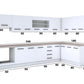 Bucatarie de colt Alfa, Corp hota, Corp cuptor, Cu vitrina, Blat termic