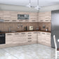 Bucatarie de colt Alfa, Corp hota, Corp cuptor, Cu vitrina, Blat termic