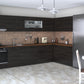 Bucatarie de colt Alfa, Corp hota, Corp cuptor, Cu vitrina, Blat termic