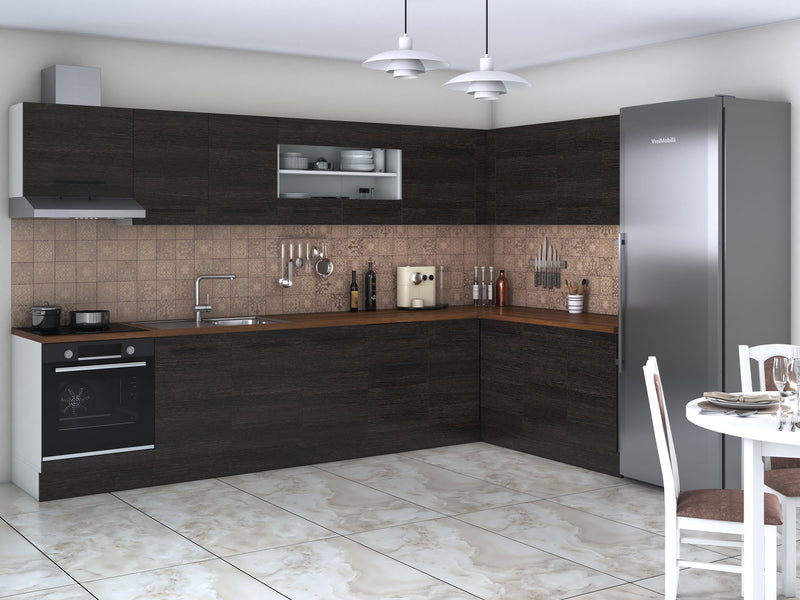 Bucatarie de colt Alfa, Corp hota, Corp cuptor, Cu vitrina, Blat termic 340x180cm-8