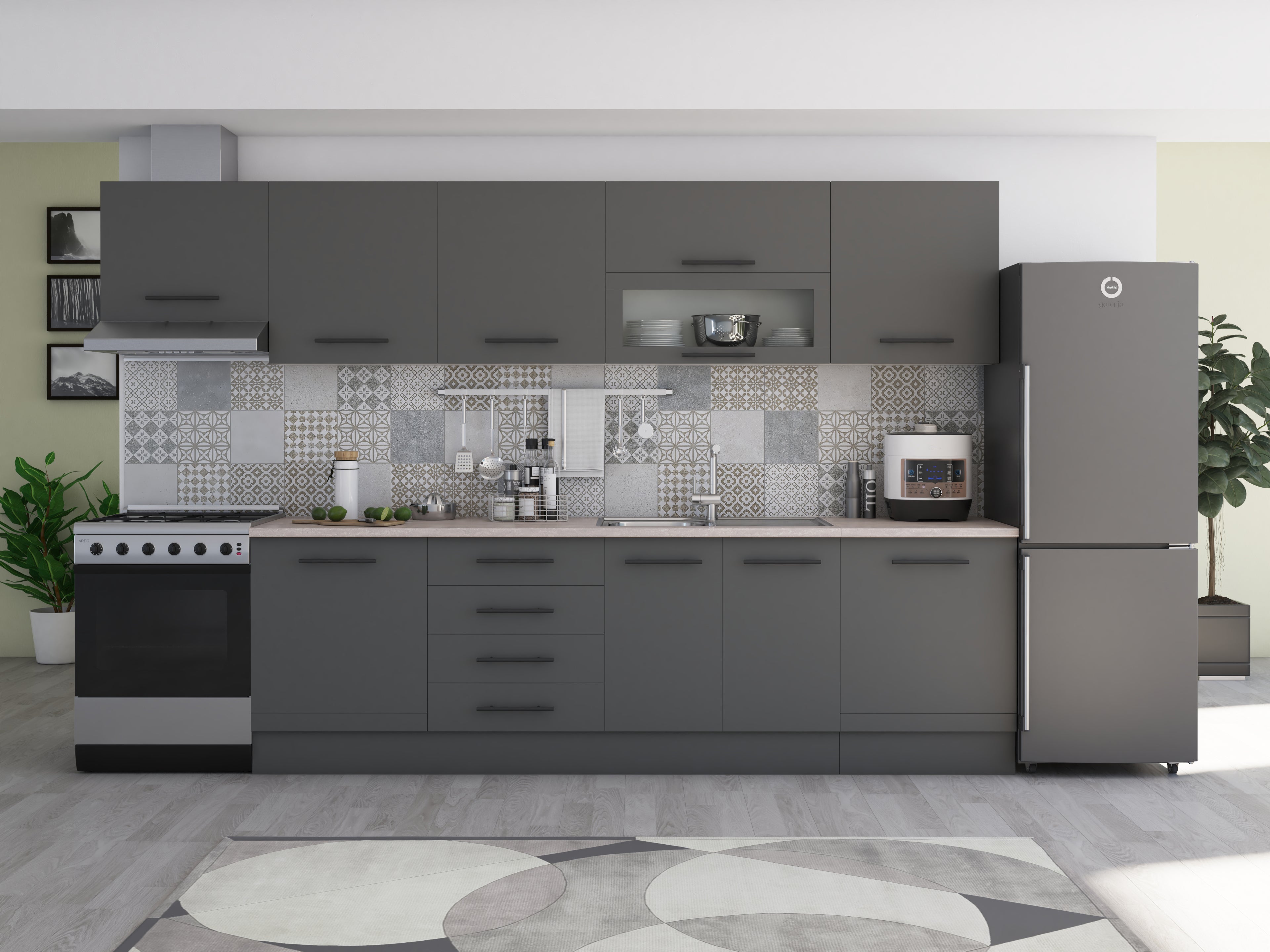 Bucatarie Alfa 380, Blat termic, Corp hota, Soldat.