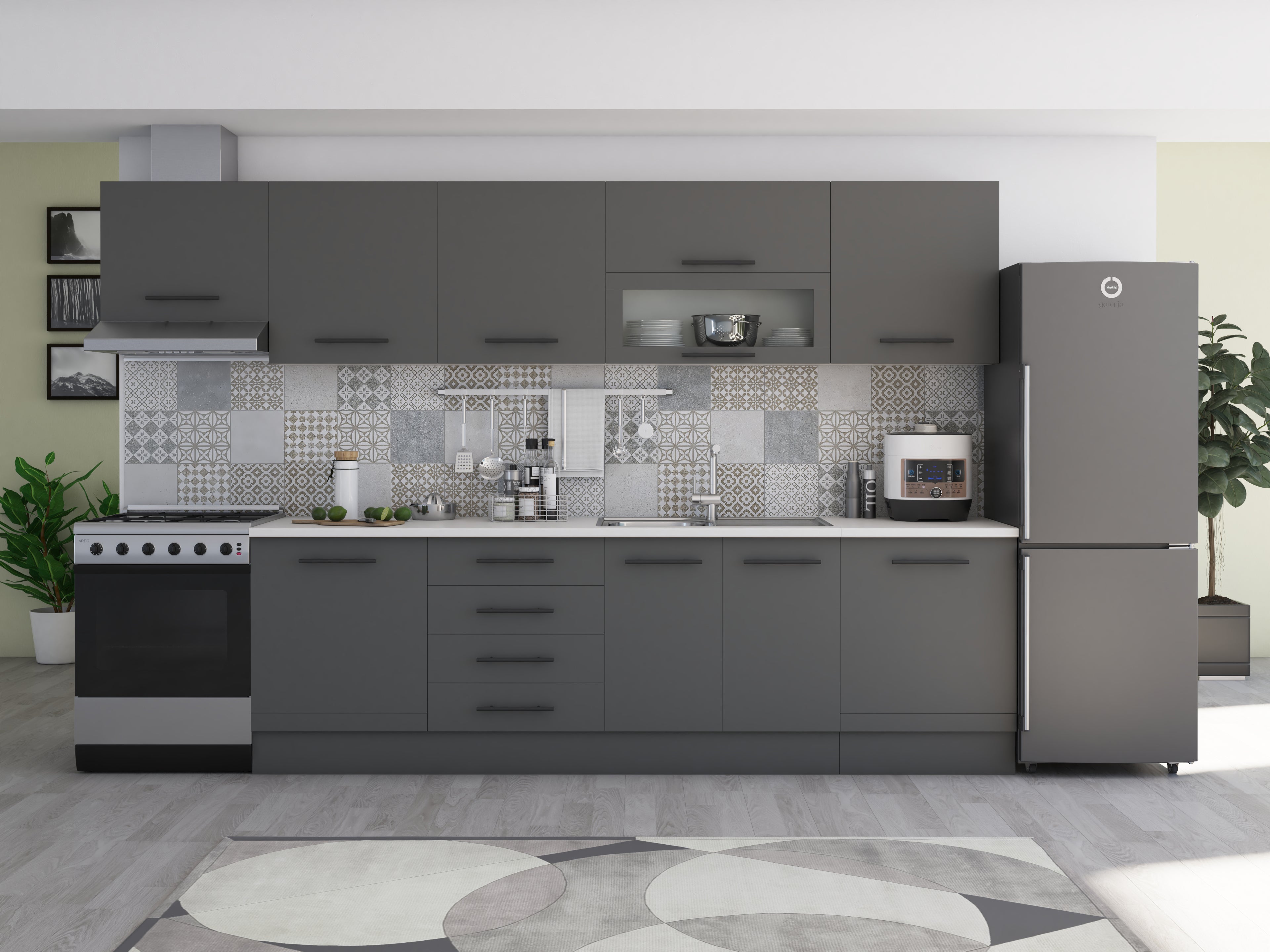 Bucatarie Alfa 320, blat termic, corpuri