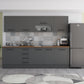Bucatarie Alfa 260, Cu vitrina, Gri, Blat termic