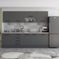 Bucatarie Alfa 260, Cu vitrina, Gri, Blat termic