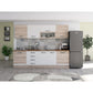 Bucatarie Alfa, 260cm, cu vitrina si blat termic