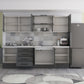Bucatarie Alfa 260, Cu vitrina, Gri, Blat termic