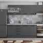 Bucatarie Alfa, 240cm, cu soldat, vitrina si blat termic