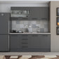 Bucatarie Alfa, 180cm, cu vitrina si blat termic