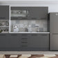 Bucatarie Alfa, 240cm, cu soldat, vitrina si blat termic