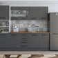 Bucatarie Alfa, 240cm, cu soldat, vitrina si blat termic