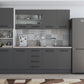 Bucatarie Alfa, 240cm, cu soldat, vitrina si blat termic